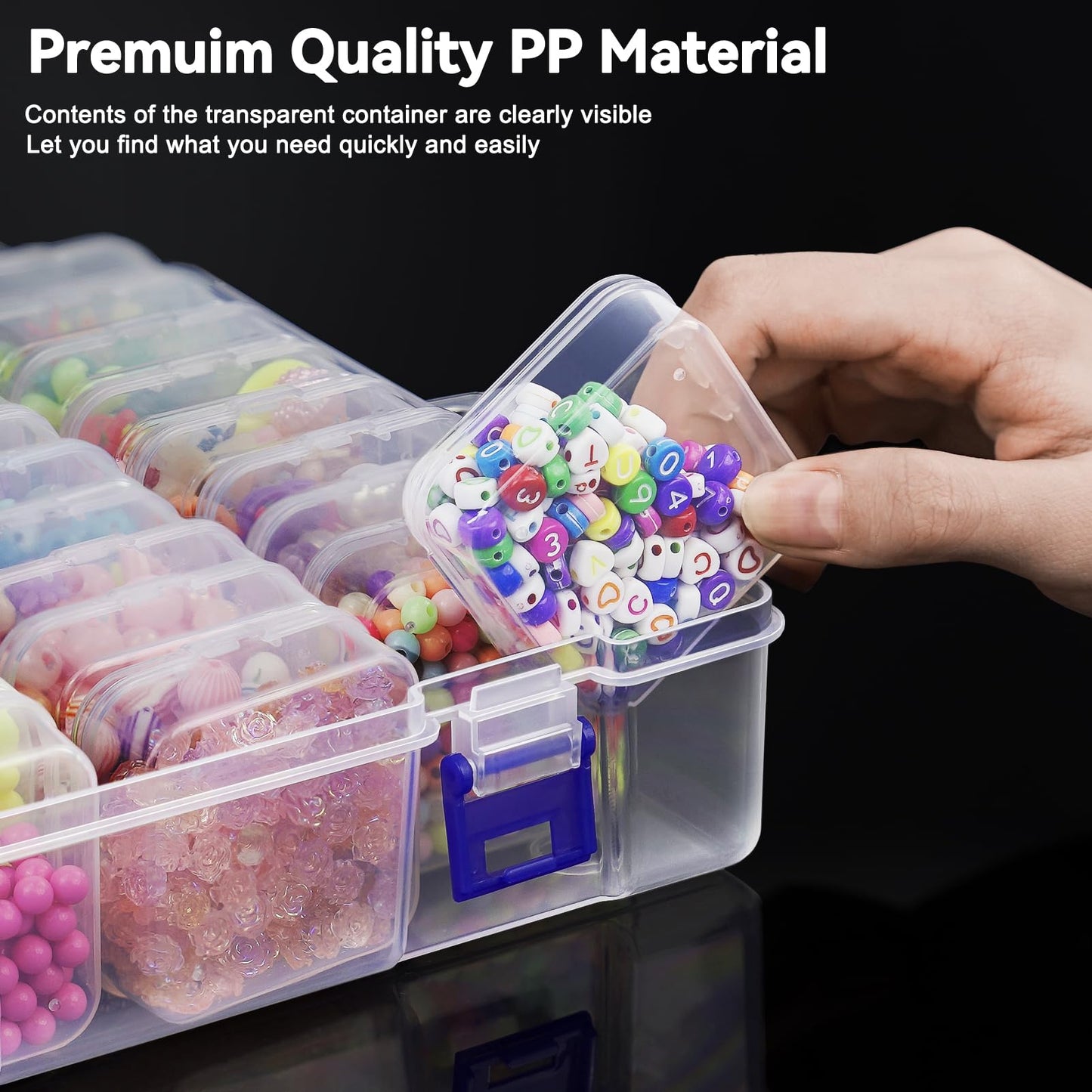 LINYAPRY Bead Organizer Box, 46 Pcs Small Bead Organizers and Storage Plastic Cases