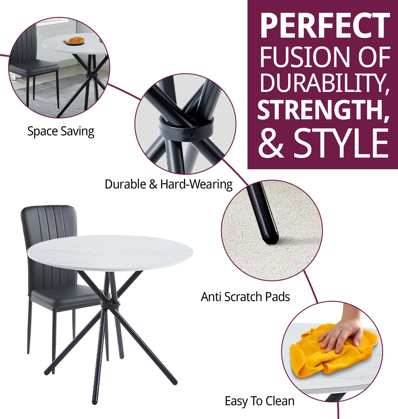 Hallowood Furniture Cullompton Small Dining Table and 2 Chairs. 3-piece Set