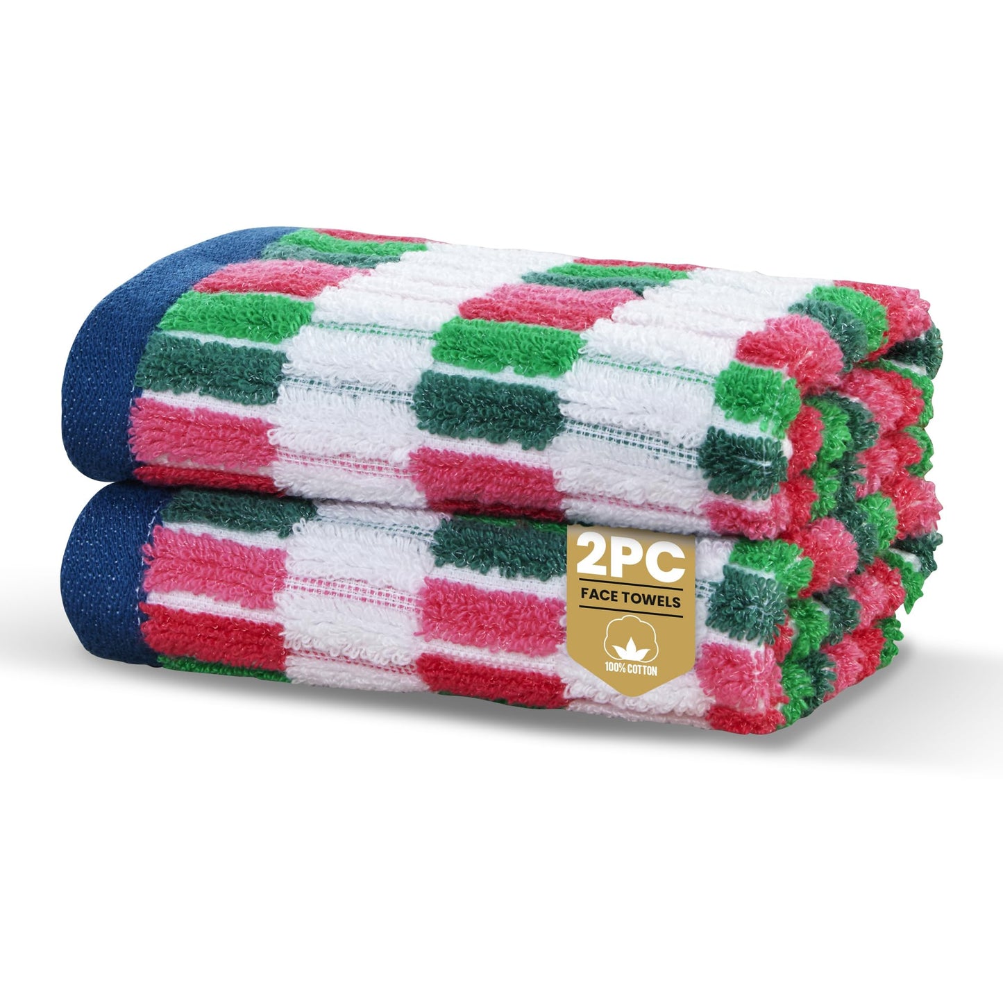 Rapport Home Santa Cruz Face Towels 2 Pack | Multi | 30x30cm | Luxurious 500GSM 100% Cotton | Oeko-Tex Certified Soft & Absorbent Face Cloths