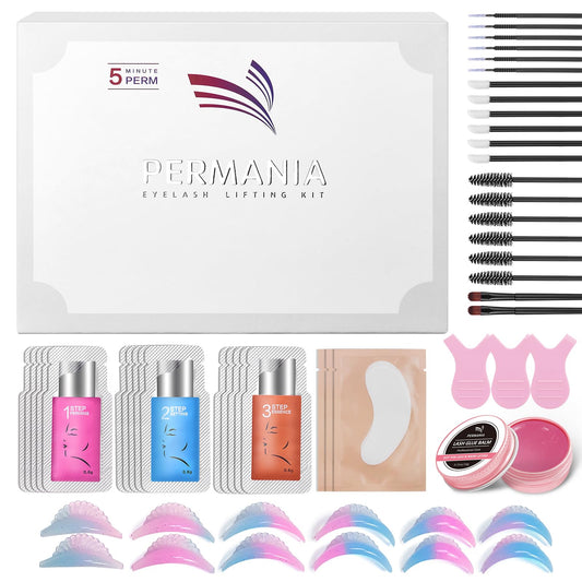 PERMANIA Lash Lift Kit with Glue Balm, Korean Eyelash Perming Kit, Easy to Apply Lash Lift at Home, Last Up to 4 Weeks Curl - Includes 3 Applications