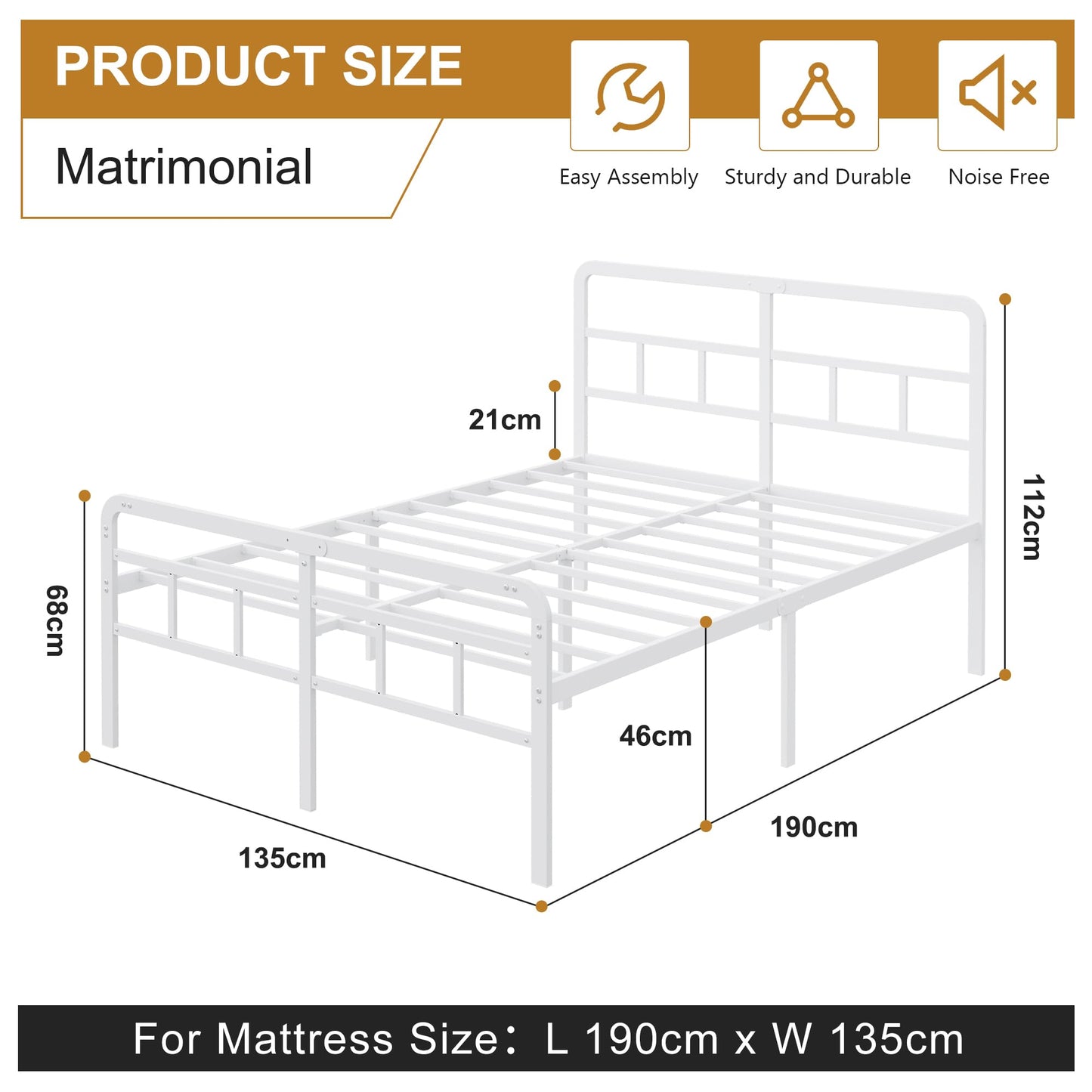 Yicensen Double Bed Frame with Headboard and Footboard