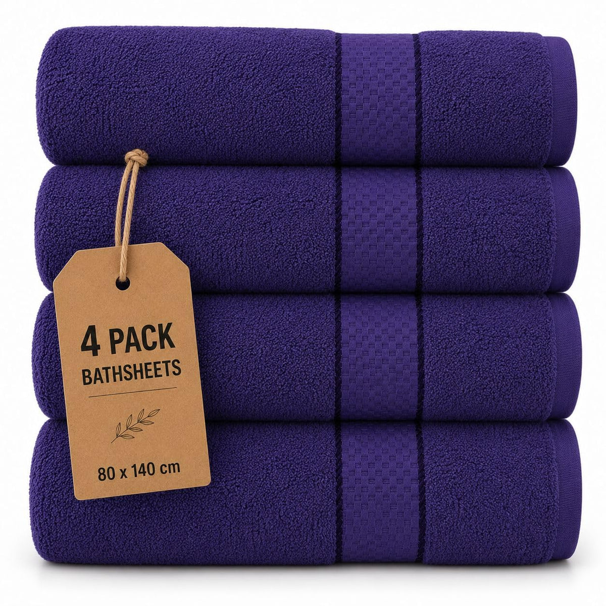 Casabella Luxury Pack Of 4 Bath Sheet 100% Egyptian Cotton Super Soft towel_Purple
