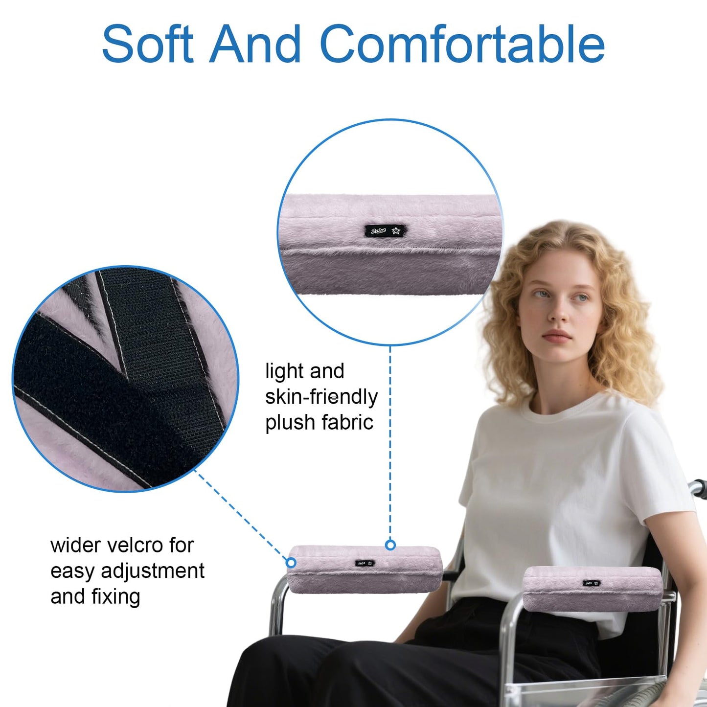 SPRING SEAON Wheelchair Armrest Pads Covers Fuzzy Desk Chair Arm Pads Soft