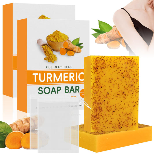 Turmeric Soap, Kojic Acid, Natural Brightening, Deep Cleaning Smooth Skin, Natural Turmeric Soap for Face and Body ?2PCS?