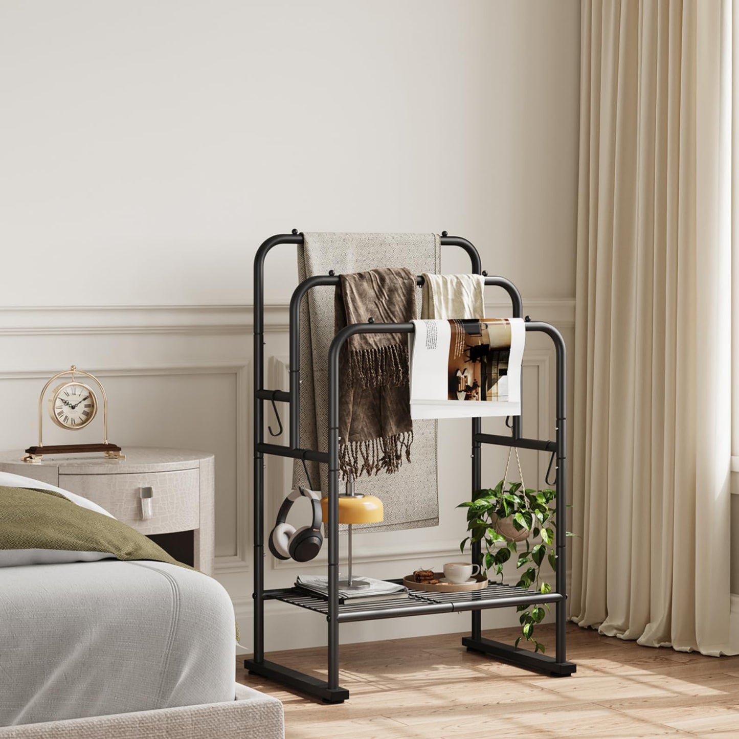 3-Tier Freestanding Towel Rack, Fixed-Height Bars Highest 101CM