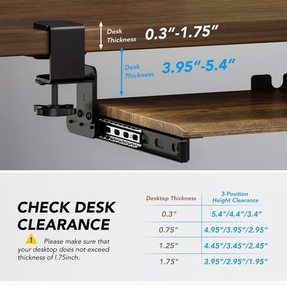 AX WABER Keyboard Tray Under Desk Pull Out with Extra Sturdy C Clamp Mount System, 833