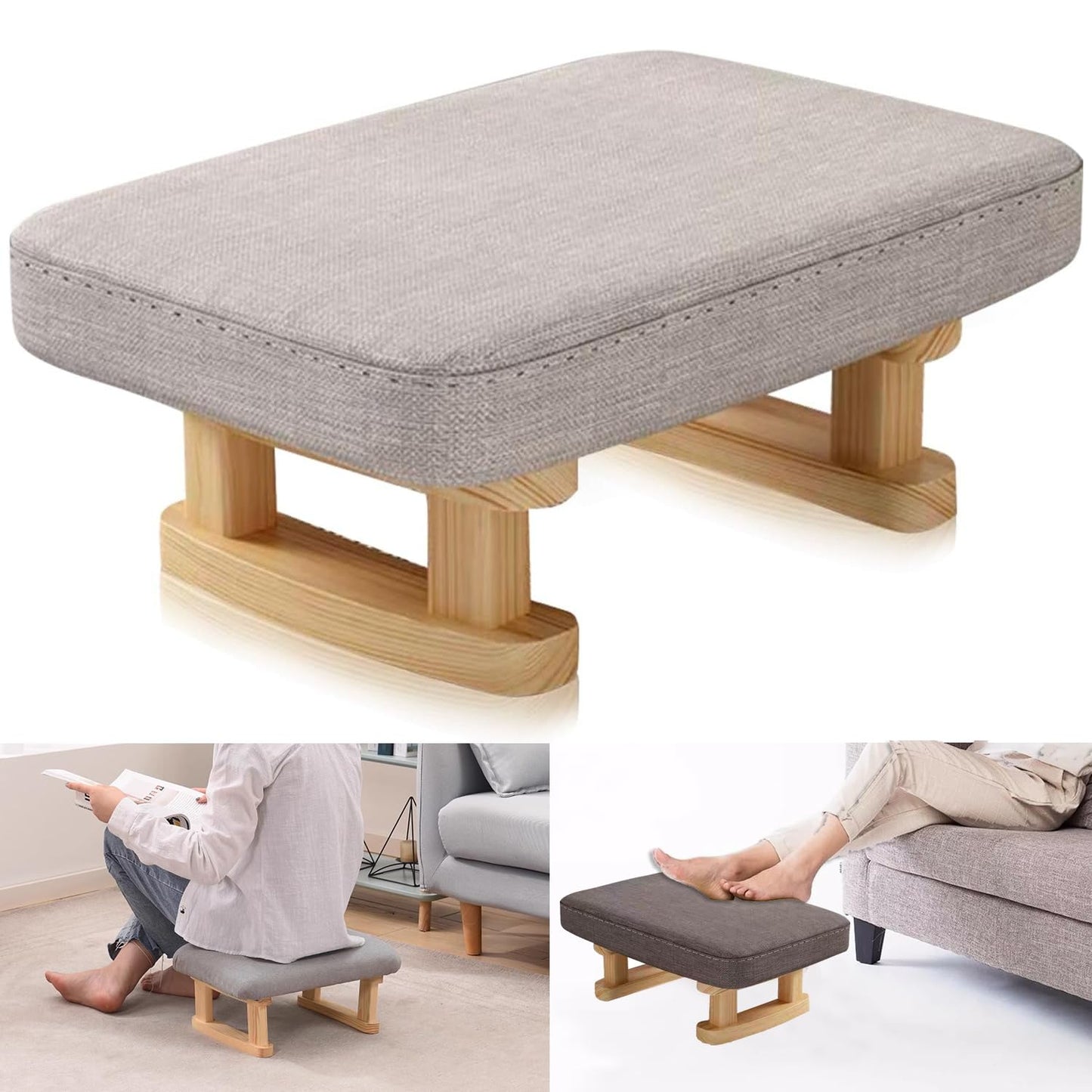Stowetry Foot Stool, Pouffe Footstool with Removable Cover