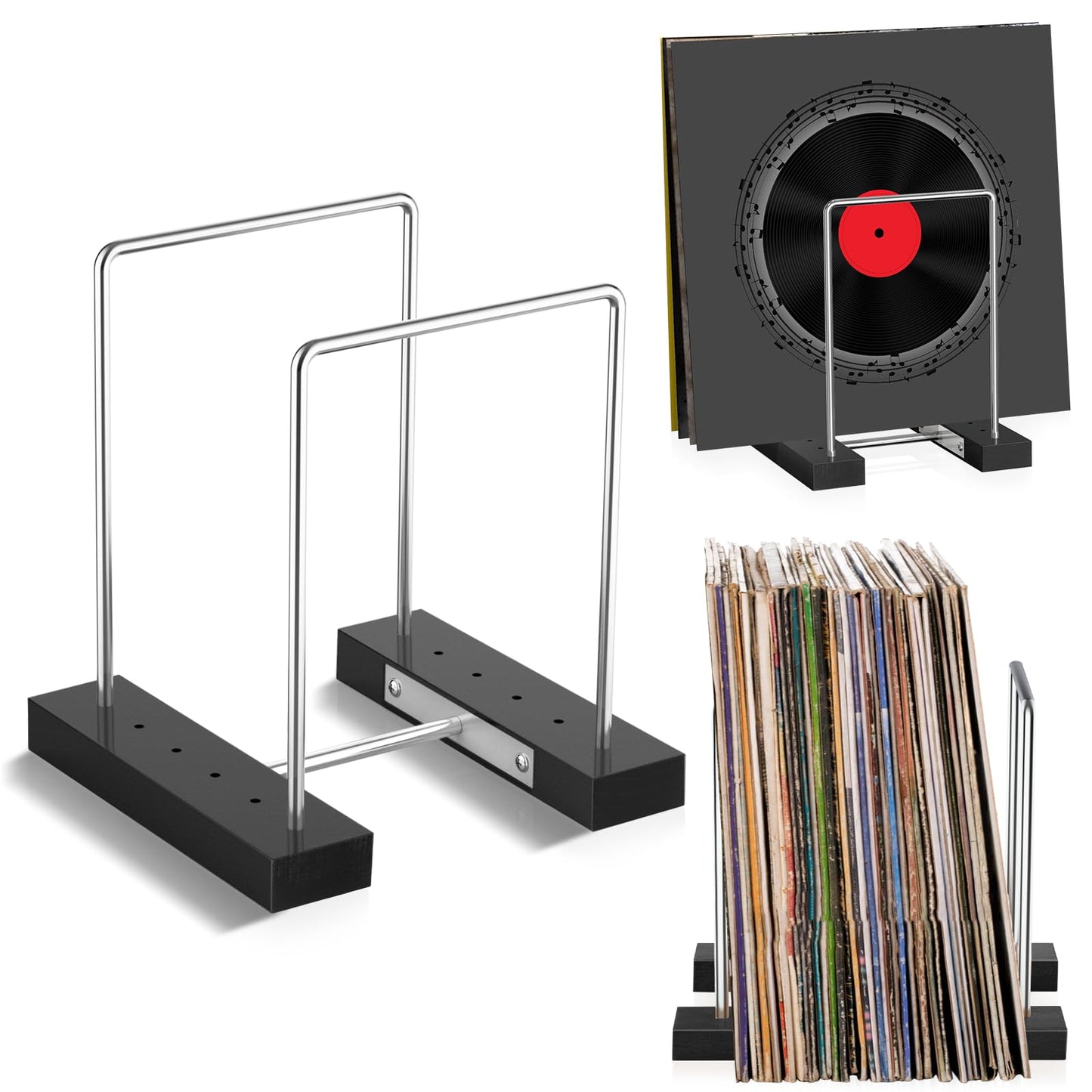 Vinyl Record Storage Holder, Vinyl Album Display Stand for 35 Single LPs