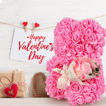 POHOMEGK Valentines Gifts for Her, rose bear Gifts for Women, Valentines Day Gifts Rose Bear, Rose Teddy Bear, Valentines Gifts for Kids, Birthday, I
