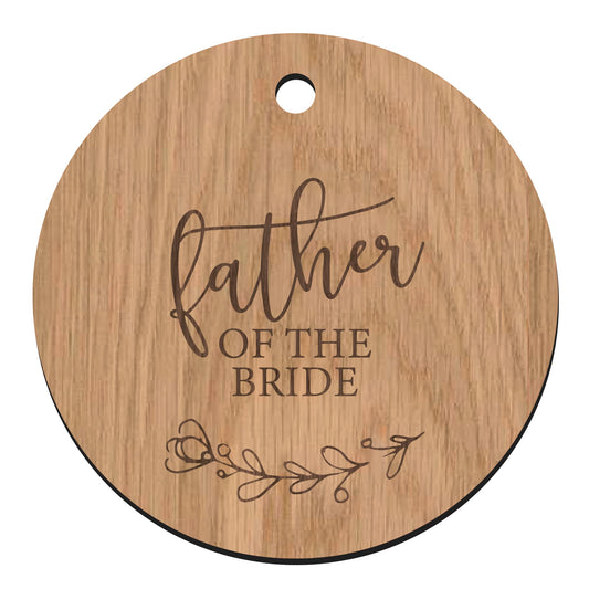 Wooden Wedding Suit Hanger Tag for Father of the Bride/Groom/Page Boy/Usher (Father of the Bride)