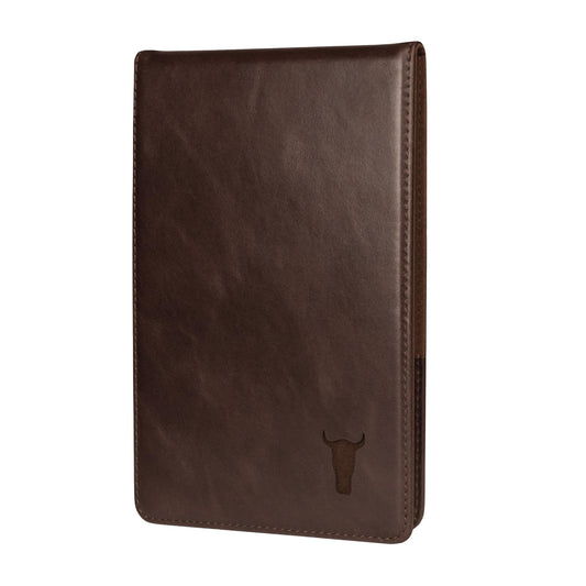 TORRO Golf Scorecard and Yardage Book Holder ? Genuine Leather Golf Score Card and Yardage Wallet with Pencil Loop (Dark Brown)