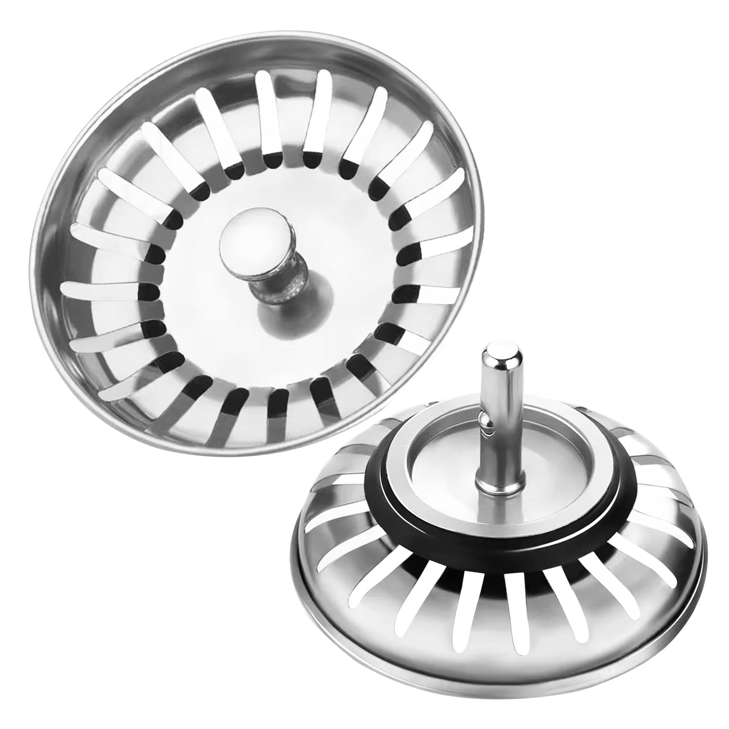 2 Pack Kitchen Sink Plug and Strainer,304 Stainless Sink Strainer Plug(Thickened version),for Kitchen or Bath Shower Basin Tray