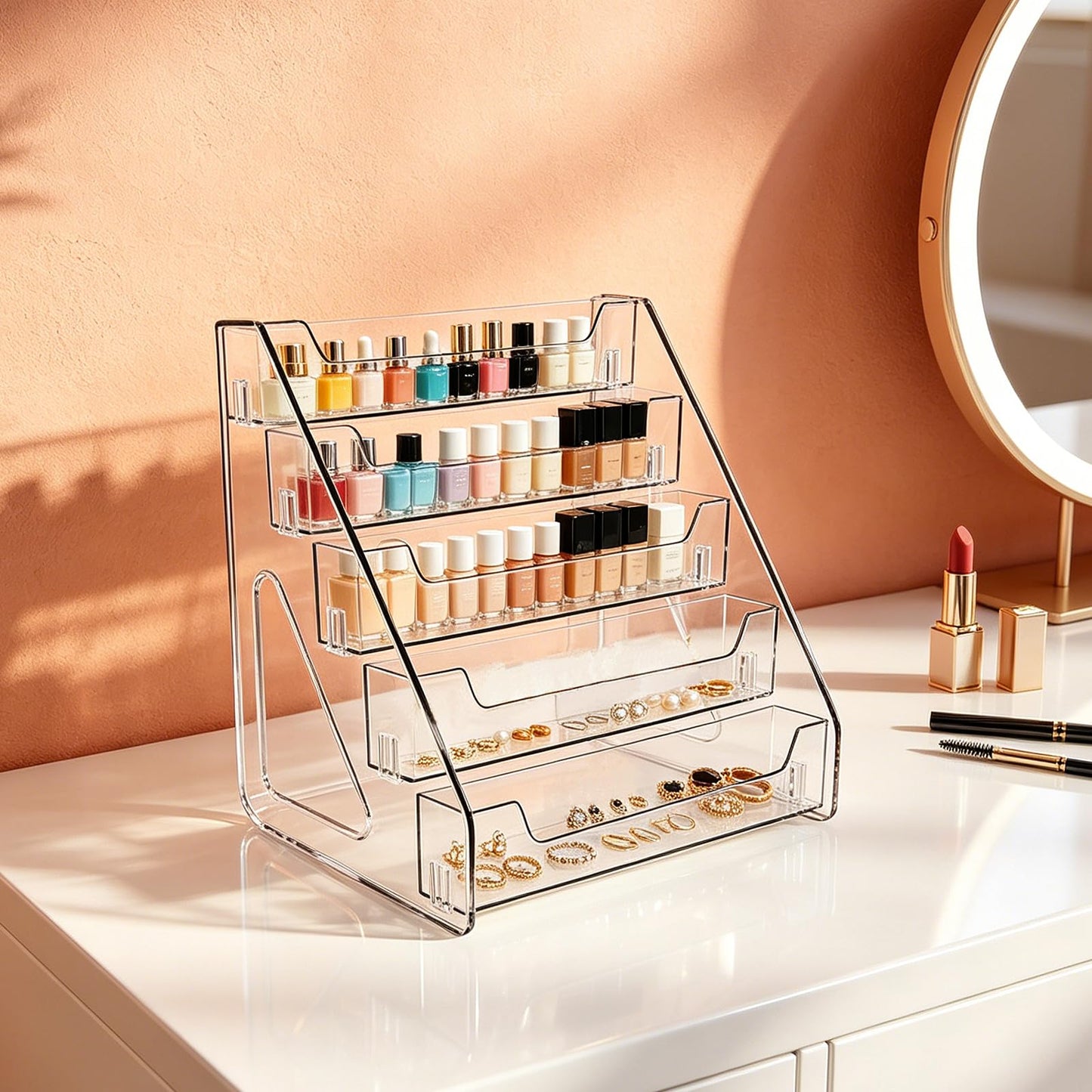 NONETO 5 Tier 12" Acrylic Trading Card Display Stand for Display Cards
