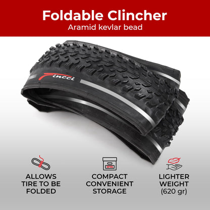 Fincci Pair Reflective Tyres 27.5 x 2.10 Inch 54-584 Foldable Cycle Tyre for Road Mountain MTB Mud Dirt Offroad Bike Bicycle Tyre 27.5x2.1 (Pack of 2)