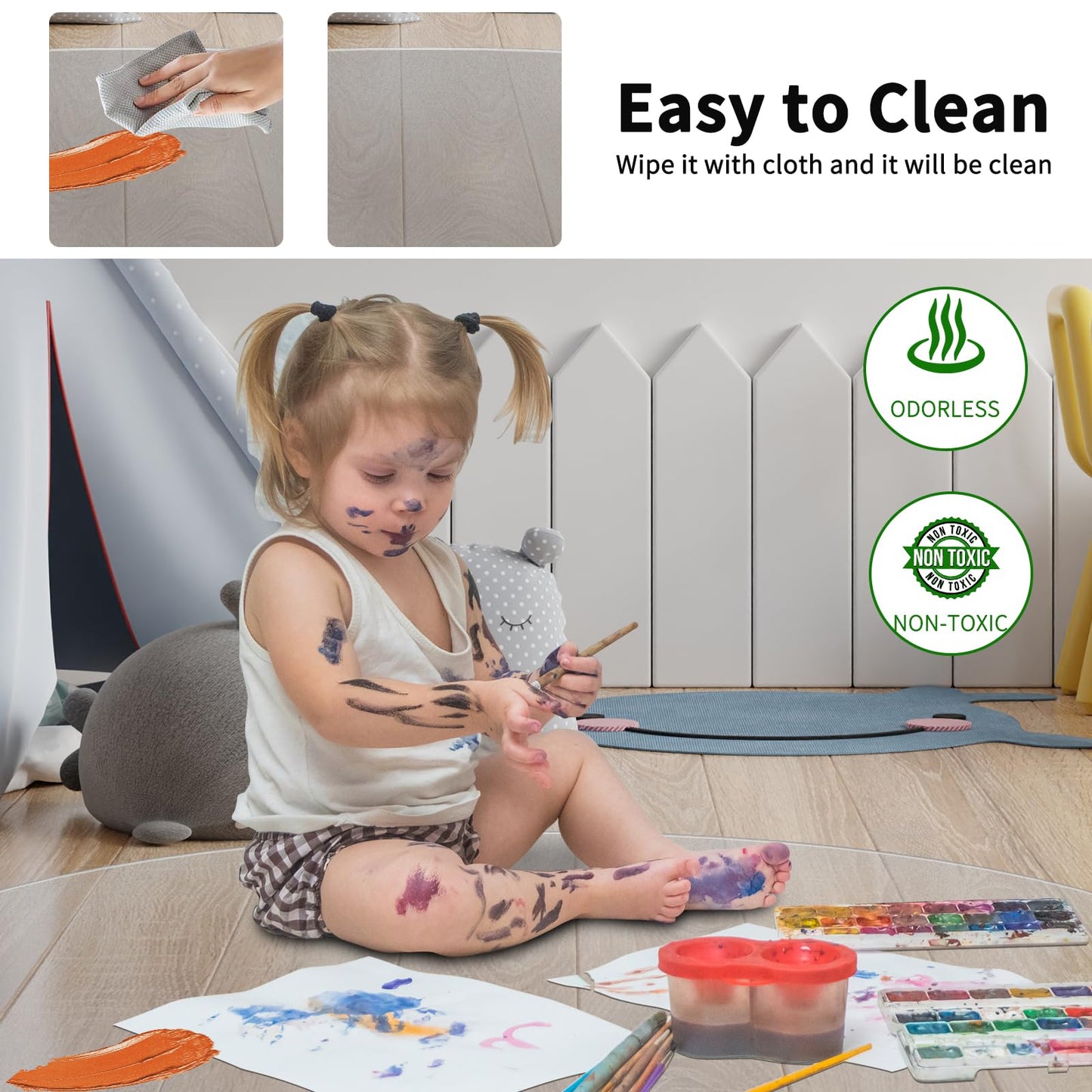 WASJOYE Office Chair Mat for Carpet, 90x90 cm Round Floor Protectors Mats, PVC Carpet Protector Mat with Non-Slip Studded