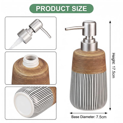 Ceramic Soap Dispenser - 420ml Liquid Dispenser Refillable Hand Lotion Pump Bottles Shampoo Conditioner Shower Gel Dish Detergent Storage Container
