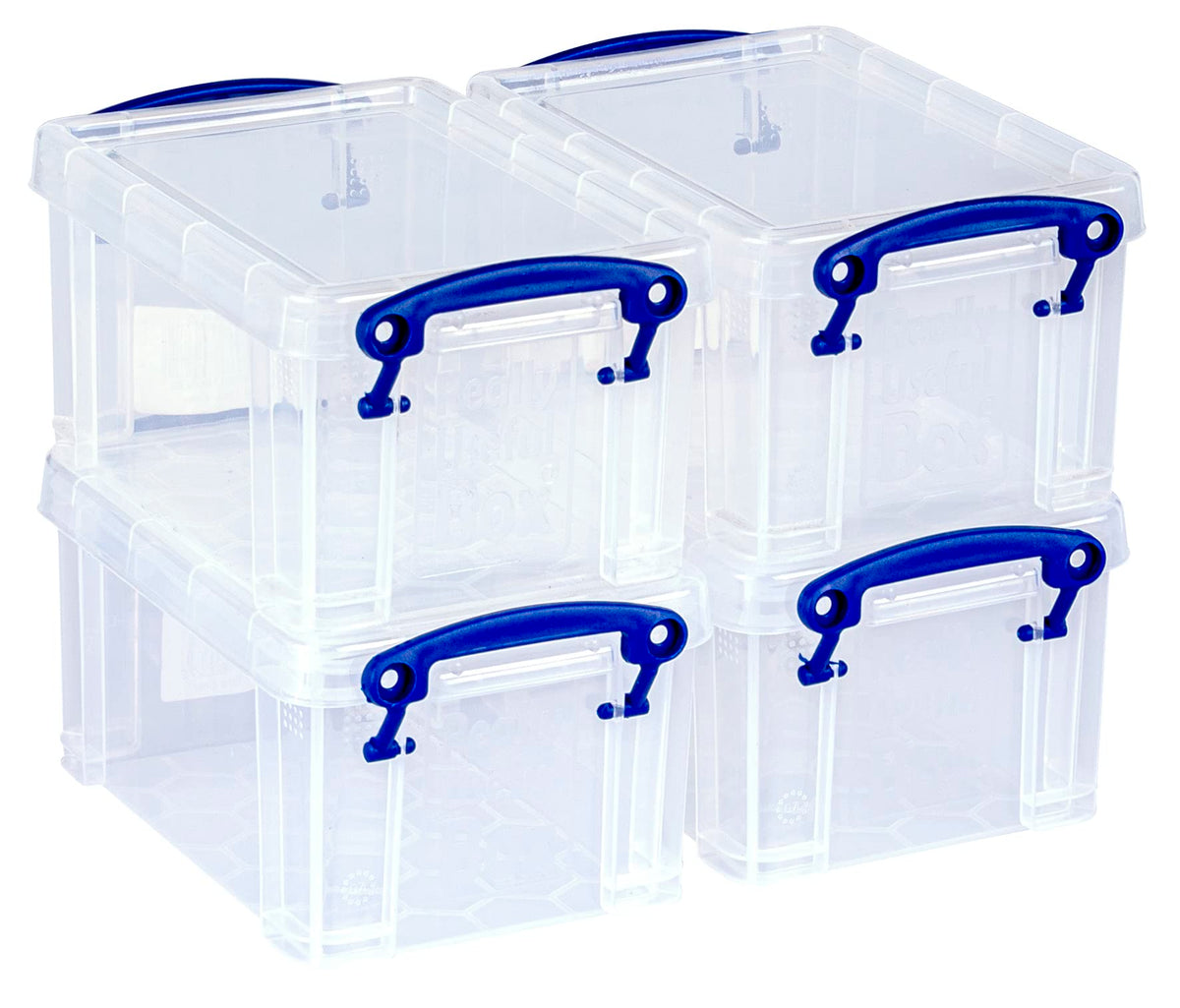Really Useful Plastic Storage Box 0.7 Litre Clear Pack of 4