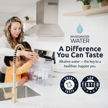 pH Recharge 3F Alkaline Countertop Water Filter Dispenser - 3.3 Gallons Water Jug Dispenser - Removes Fluoride Chlorine & Impurities - Improves Water