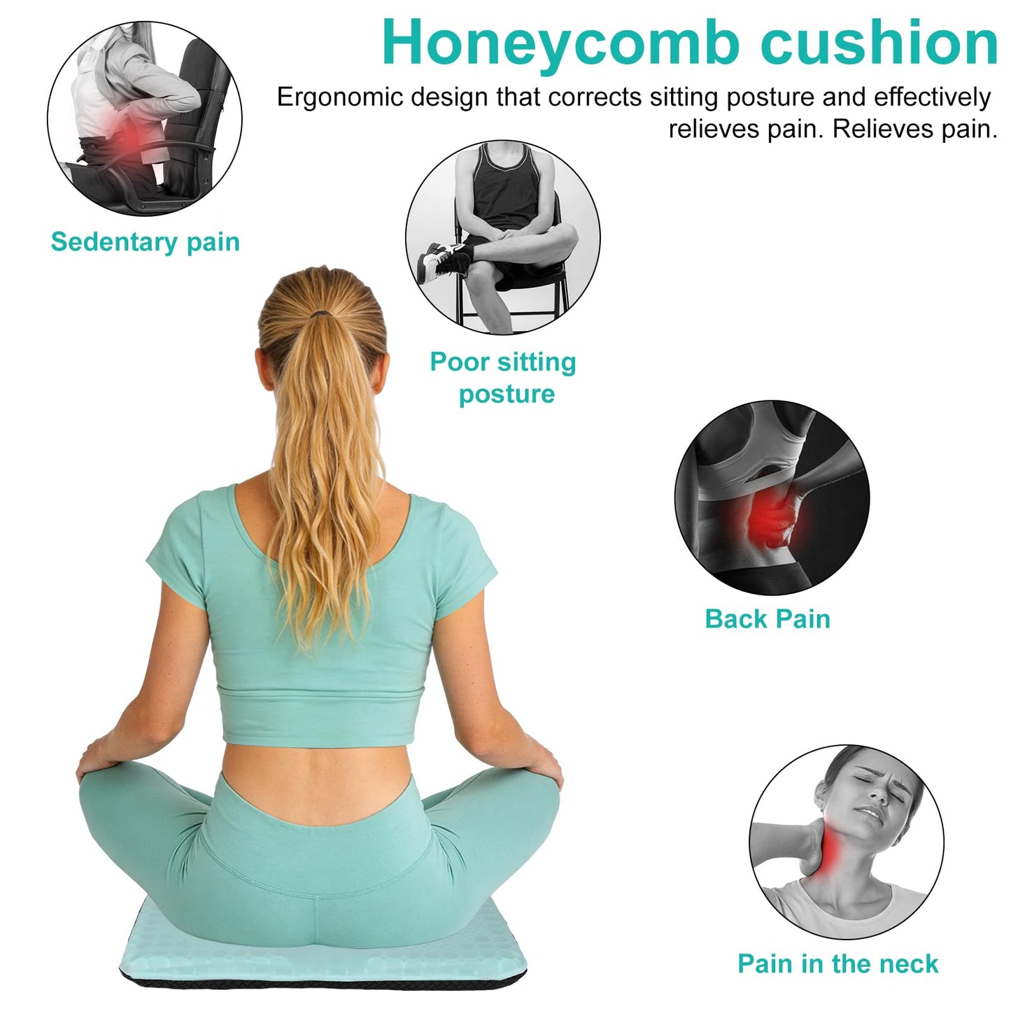 Large Gel Seat Cushion For Long Sitting,Double Thick Honeycomb Cushion With Non-Slip Covers Cushion Chair Seat Pads Gel Car Seat Cushion Breathable