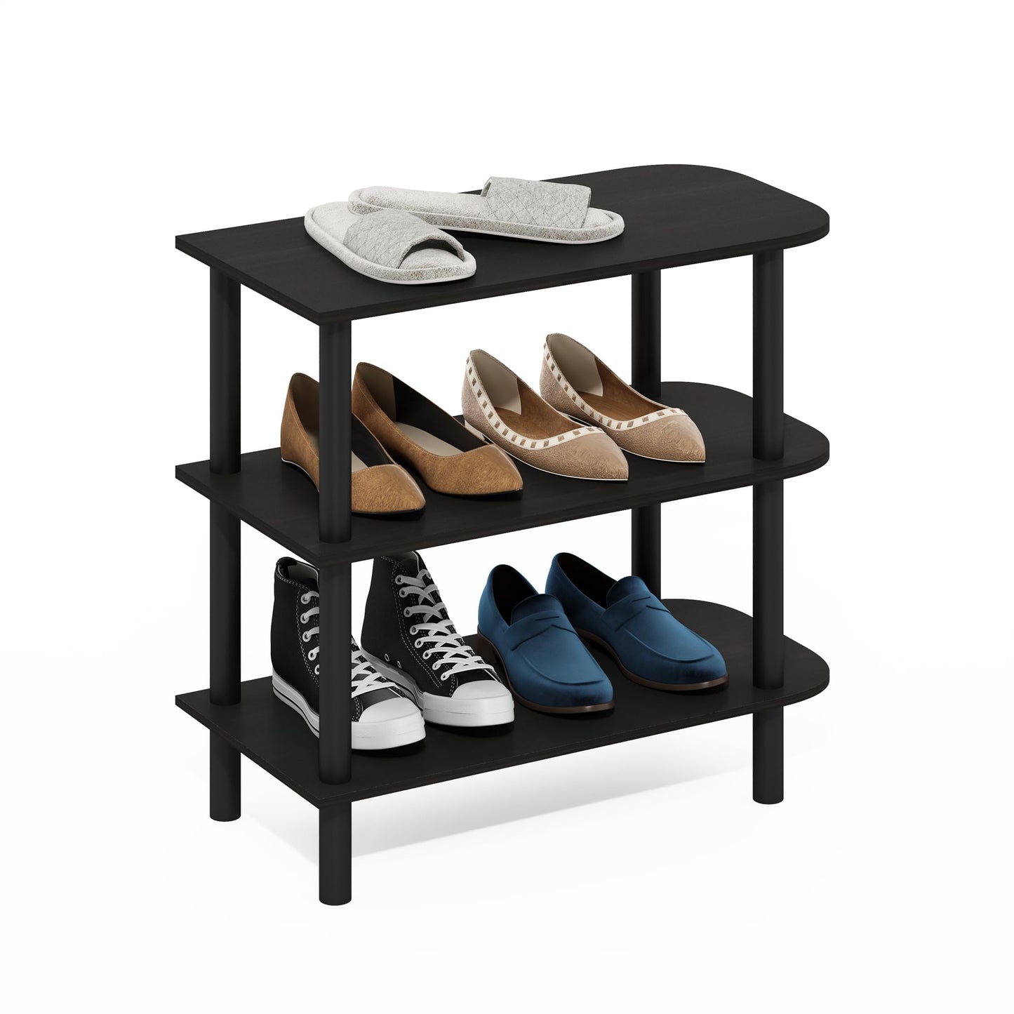 Furinno TURN-N-TUBE Shoe Rack, 3-Tier Shoe Organizer, Shoe Rack Storage with Curved Freestanding Organizer, 29.72 x 59.94 x 55.63 cm