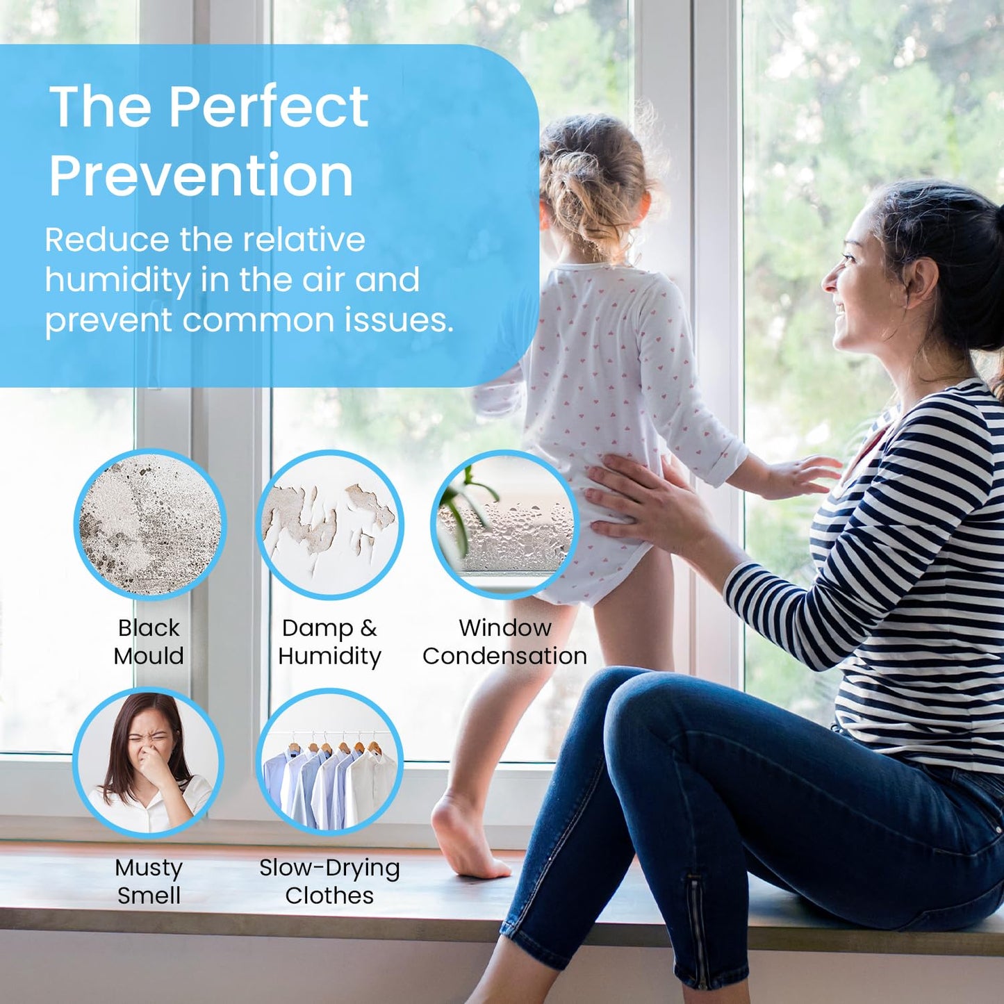 Pro Breeze Dehumidifier 1500ml Portable Air Dehumidifier for Damp, Mould, Moisture in Home, Kitchen, Bedroom, Caravan, Office, Garage, Bathroom,
