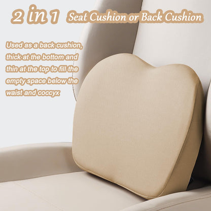 Rngwxoe 2 in 1 Wedge Car Cushions or Lumbar Support for Driving - 3.5 Inches Soft Memory Foam Driver Seat Cushion for Car Truck