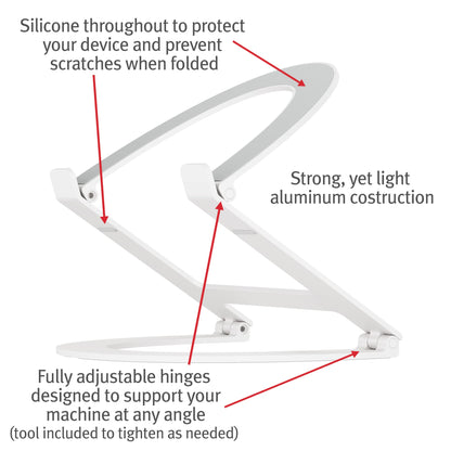 Twelve South Curve Flex | Ergonomic Height & Angle Adjustable Aluminum Laptop/MacBook Stand/Riser, fits 10"-17", folds flat for portability -travel