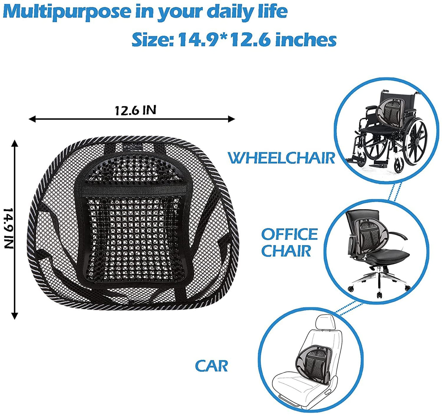 Big Ant Mesh Back Lumbar Support for Office Chair, Car, Chair Back Support with Elastic Strap Back Rest for Office Chair/Car Seat/Back Pain Relief