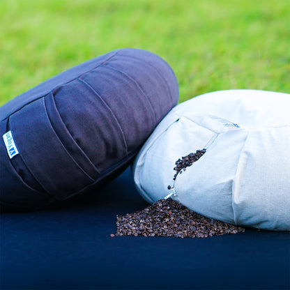Yogan Crescent Yoga Cushion/Meditation Cushion | Natural Buckwheat Hulls Filling | Outer Cover (Could be Removed and Washed) - Made of 100% Organic