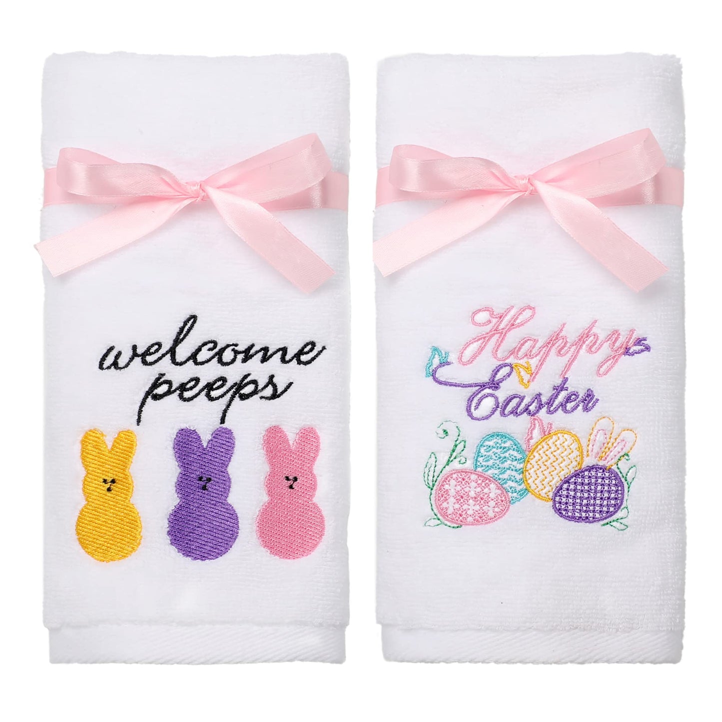 NEWLIGHTURE Easter Hand Towels 100% Cotton Embroidered Green Gnome Shamrock Decorative Bathroom Kitchen Dish Towels Set Gift Set of 2 14x29inch