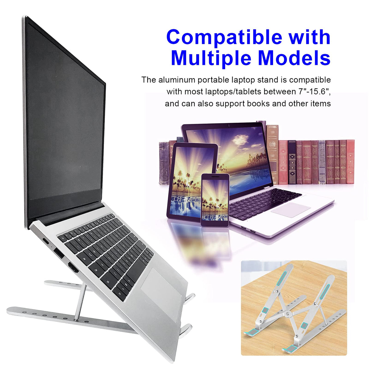 YIKUROOS Laptop Stand, Laptop Stand for Desk, Adjustable Ergonomic Portable Aluminum Laptop Stand, 7 Angle Anti-Slip Computer Stand