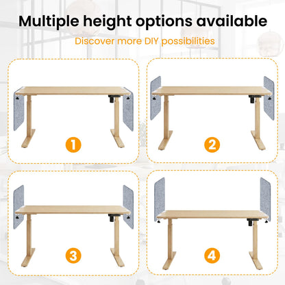 sturion 2-Pack Felt Desk Dividers, Clamp-On Panels, 60 x 60 cm, Light Grey