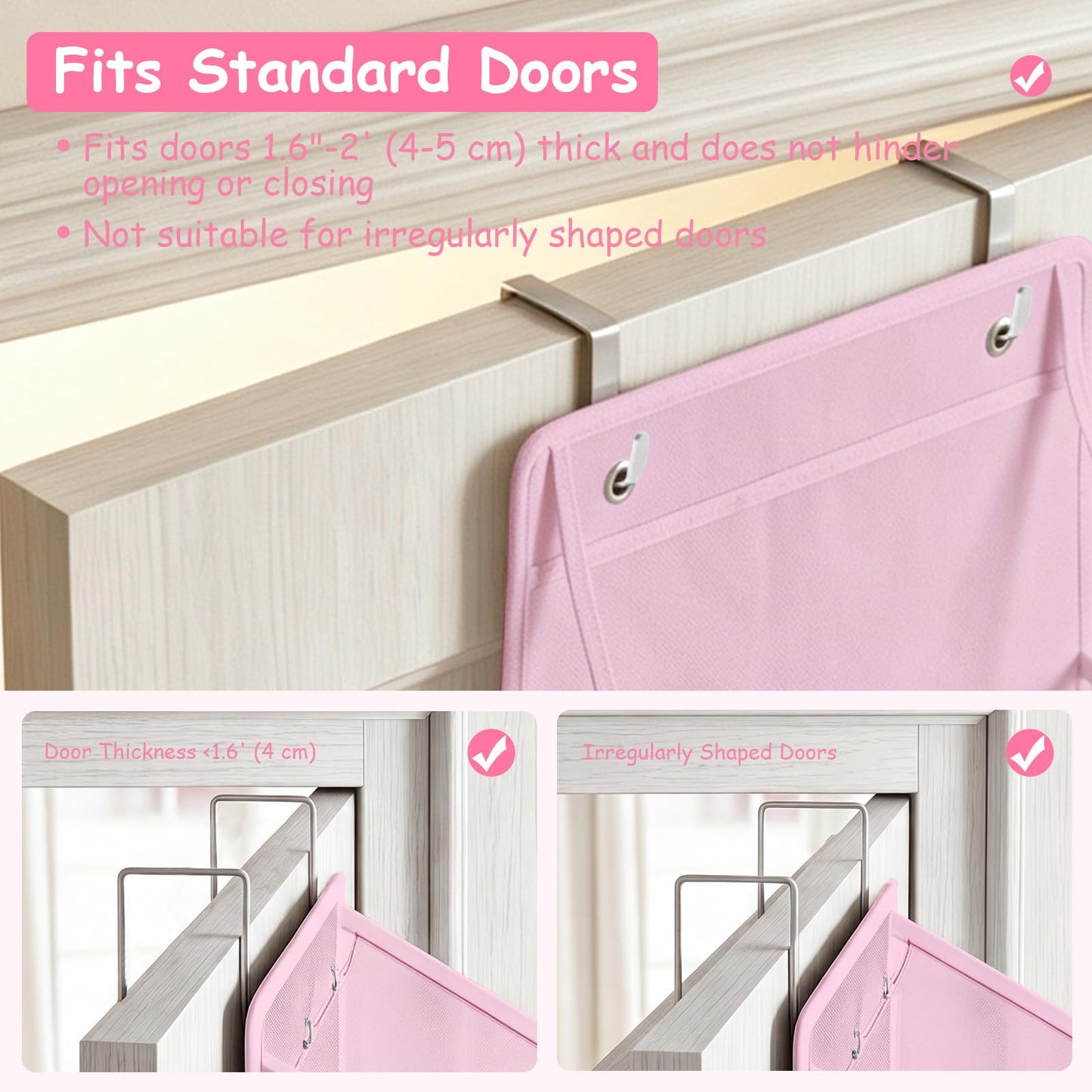 Over Door Storage Organiser,4 Compartment Foldable Hanging Storage