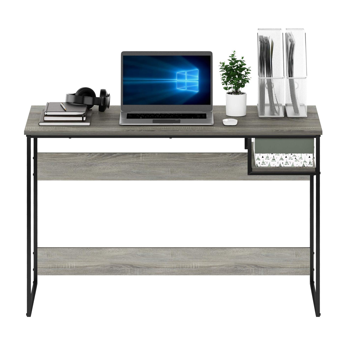 Furinno Moretti Modern Lifestyle Study Desk, Computer Desk, 114 cm (W), French Oak Grey