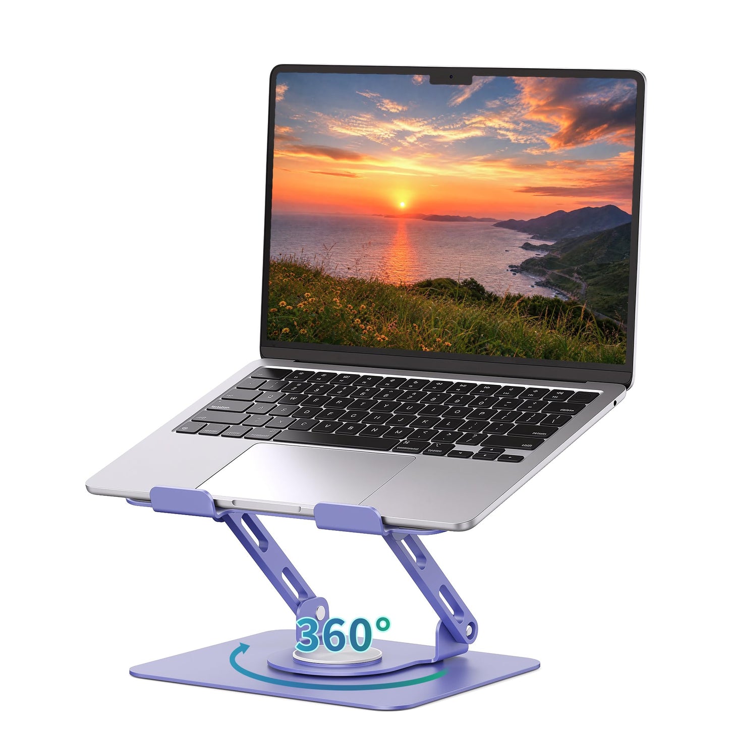 SOUNDANCE Laptop Stand with 360° Rotating Base, Ergonomic Computer Riser for Desk, Adjutable Height Muti-Angle, Foldable Laptop Mount