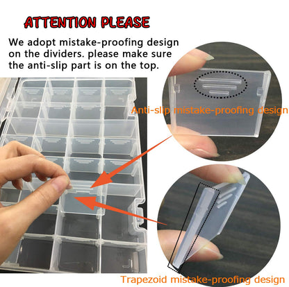 DARUITE 34 Grids Craft Storage Boxes with Compartments, Tackle Box, 3 PCS