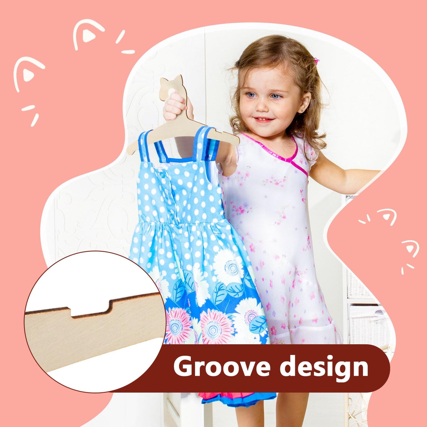 30 Pcs Baby Hangers, Wooden Coat Hangers, Baby Hangers for Clothes, Baby Coat Hangers Wooden