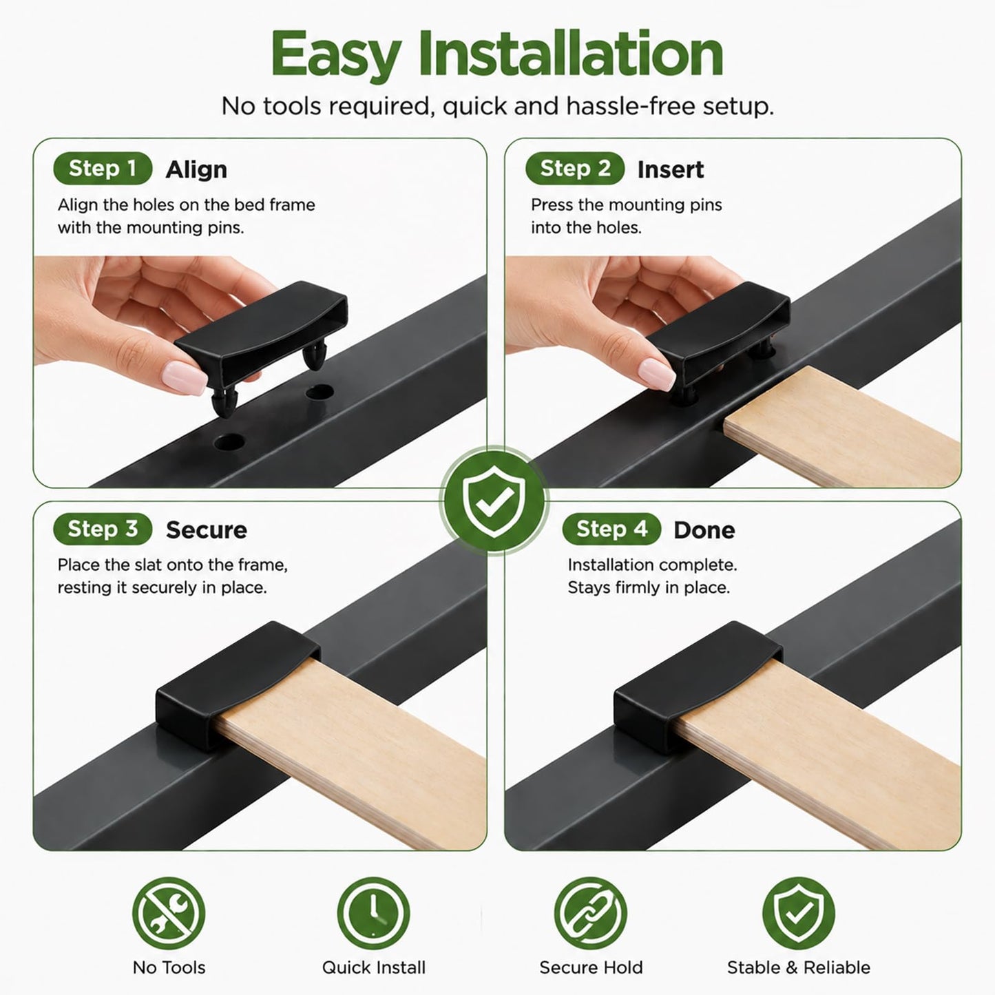 Lafefe 42 Pcs Bed Slat Holders for 55mm Slats, 28 Single End & 14 Double Center Bed Slat Caps, Durable Replacement Support for Bed Slats King Size