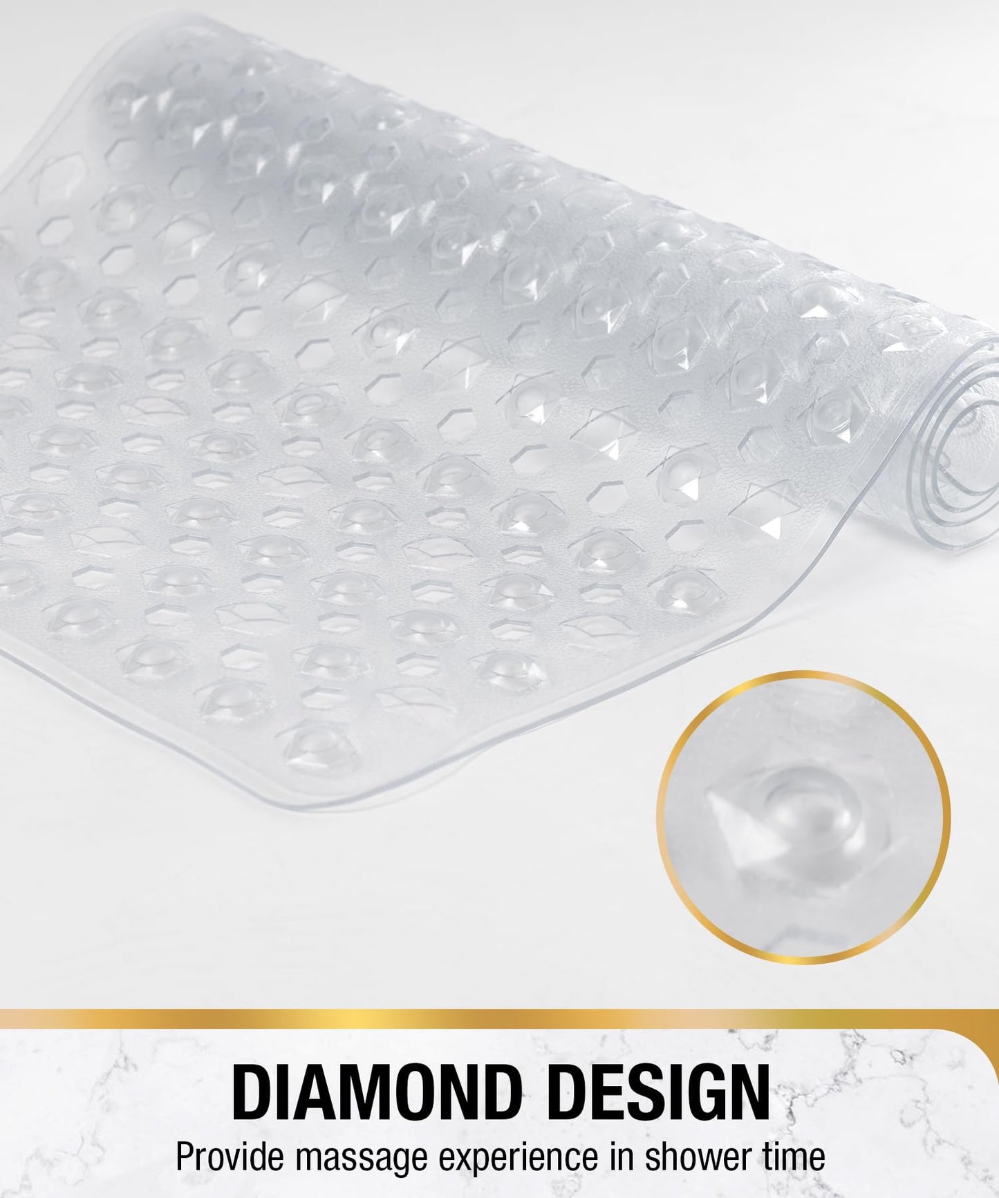 HITSLAM Bath Mat Non Slip Anti Mould, 89 x 40 cm Long Non Slip Shower Mat for Inside Shower