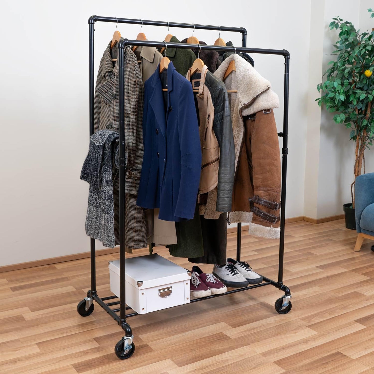 Tatkraft Pantera - Heavy Duty Clothes Rail, Holds up to 110 Kg, Black