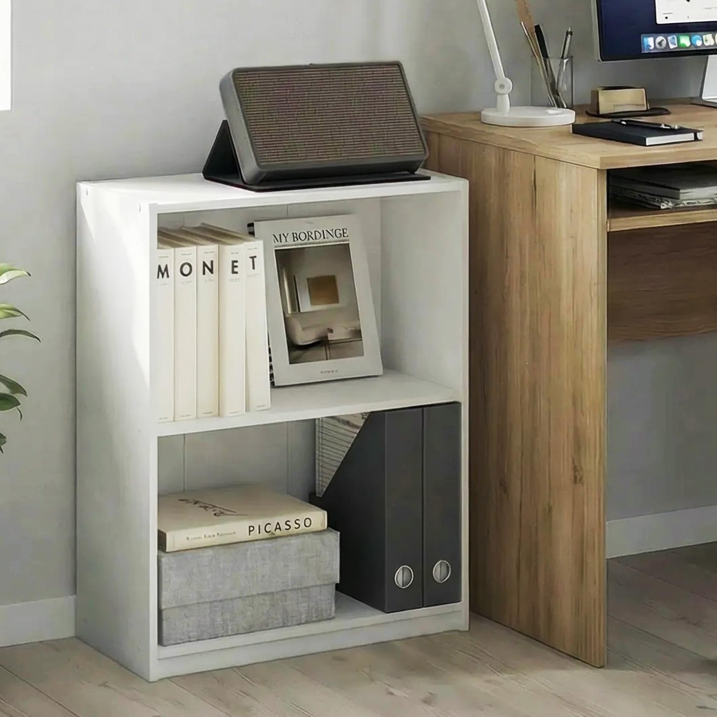 Furinno GRUEN Book Shelf, 2-Tier Small Bookshelf, Bookcase with Open Shelf, 21.1 x 55.4 x 68.6 cm, for Organization and Storage, for Living Room