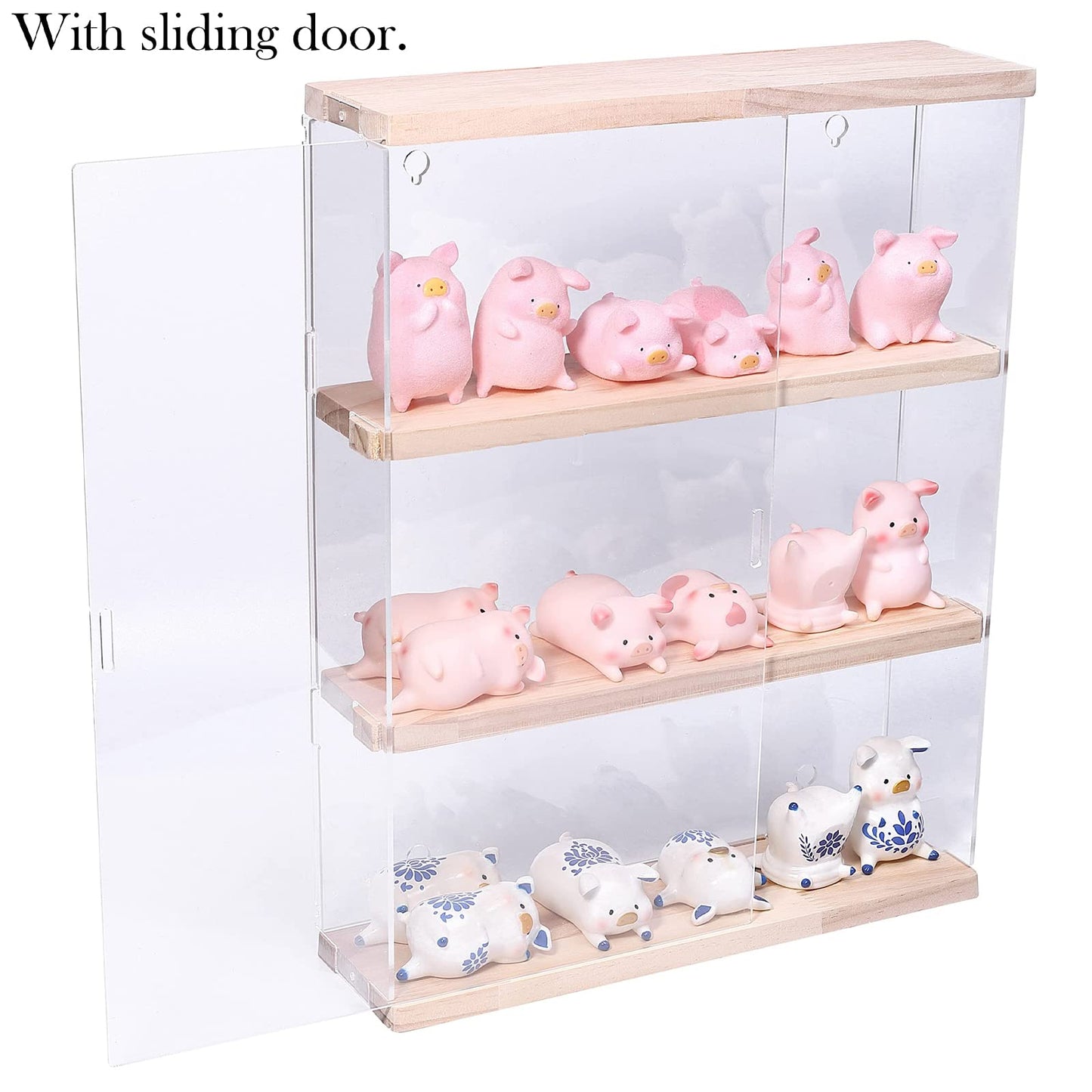 Nynelly 3 Shelf Clear Acrylic Display Case with Door - Wall Display Shelf for Models, Figures, Funko Pop, Pop Mart, Labubu, Sonny Angel, Smiski