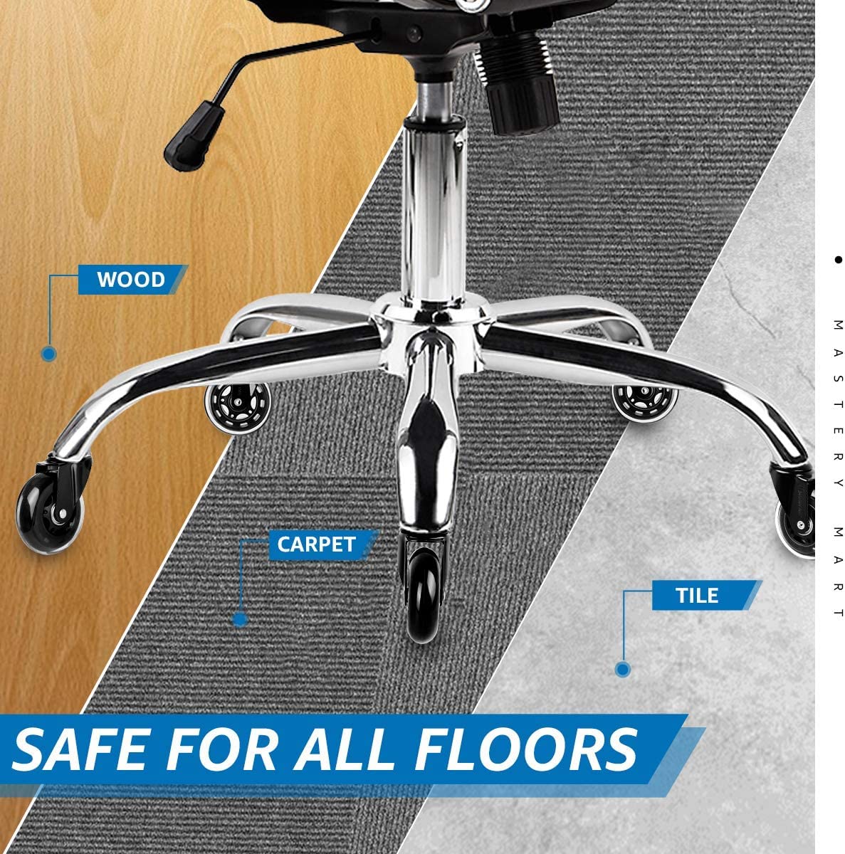 Mastery Mart Office Chair Wheels Replacement- 11x22mm Rubber Office Chair Castors, Smooth & Silent on Hardwood & Carpet