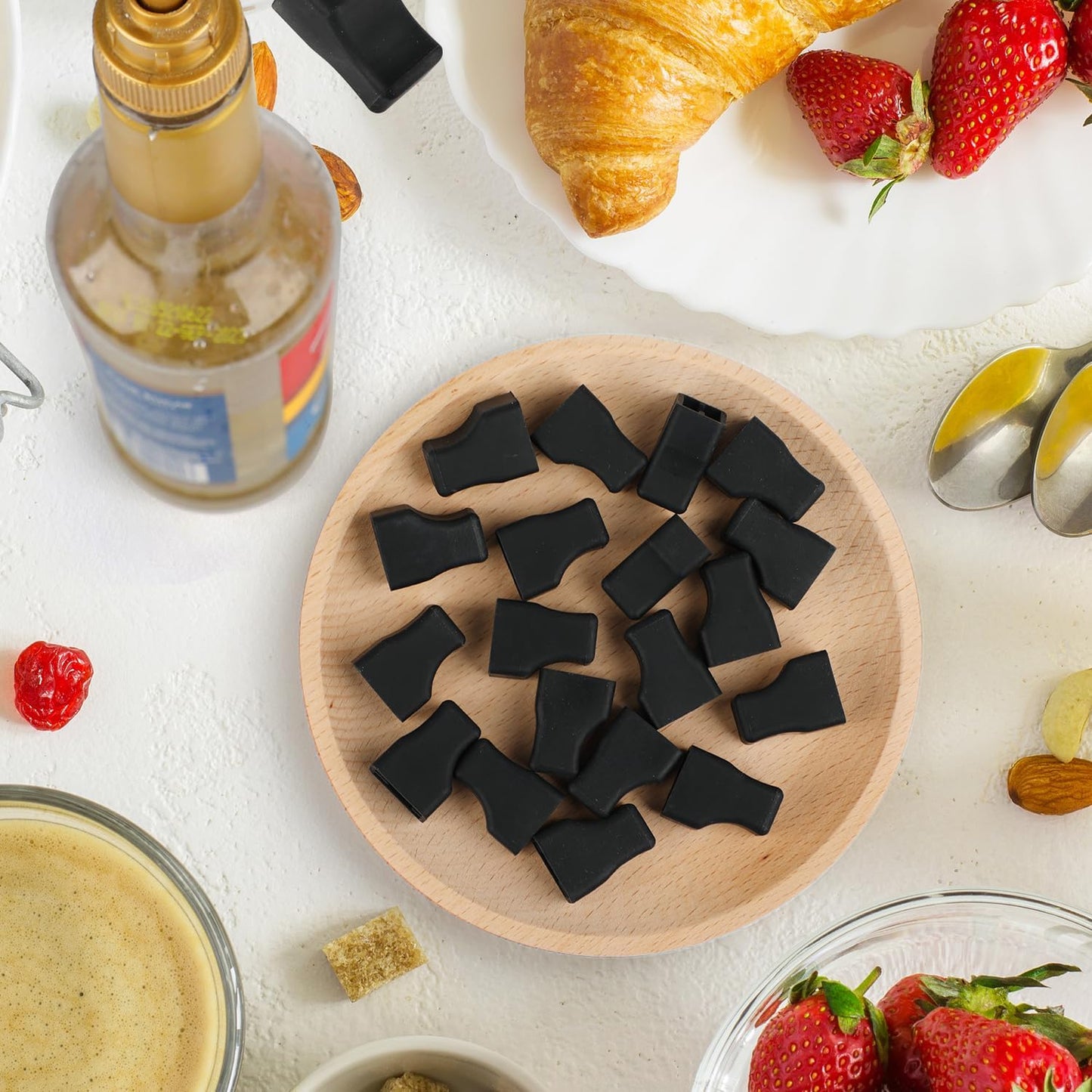 Ktxaby 20Pcs Black Coffee Syrup Pump Tip Covers,Rubber Syrup Caps Fits for Syrup Pump,Oil Liquor Bottle,Pour Dispenser