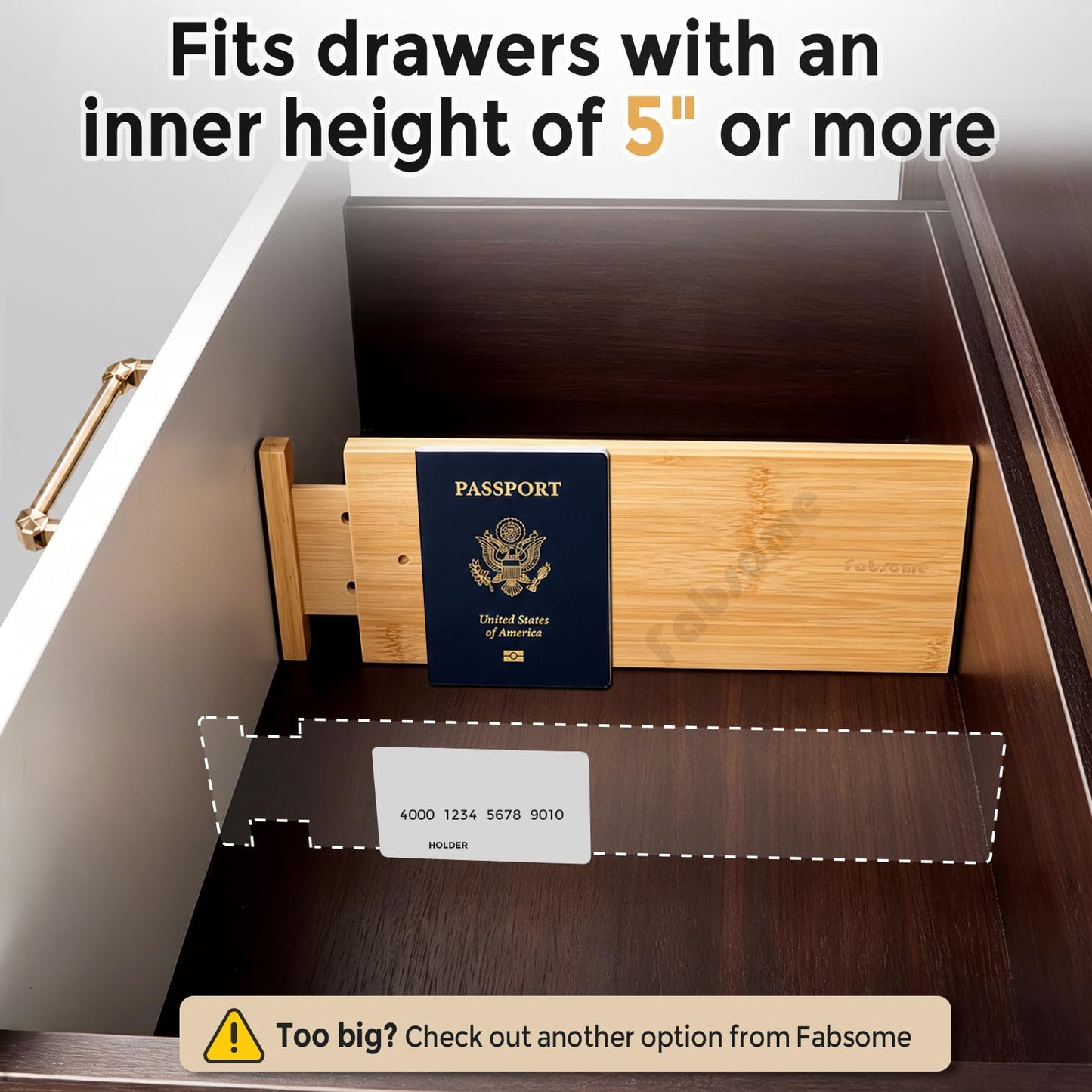 Dresser Drawer Organizers 6 Pack, 4.65'' High Adjustable from 12-17.5‘’ Bamboo Drawer Dividers for Clothing Baby Clothes