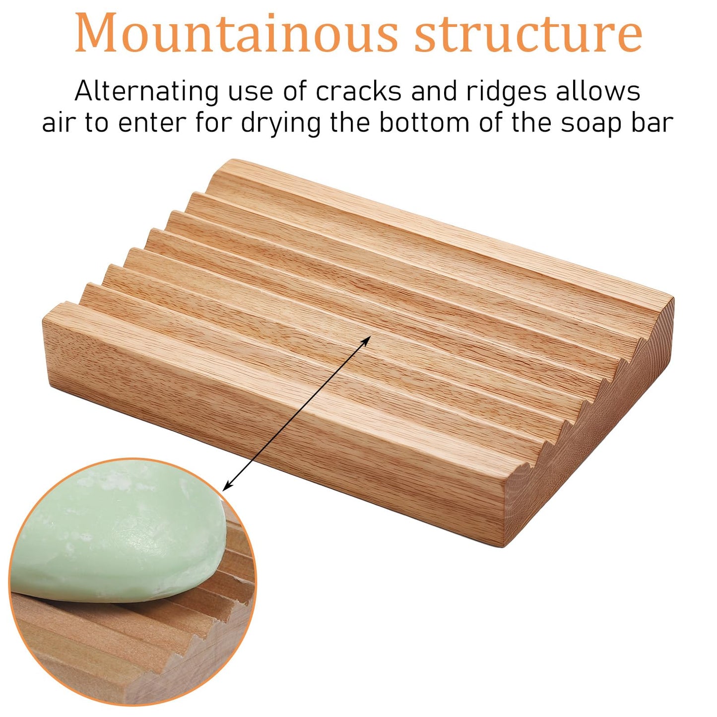 Woden Soap Dish for Shower, Bar Soap Holder with Self-Draining Tray, Handmade Wood Soaps Holder for Shower Bathroom Kitchen