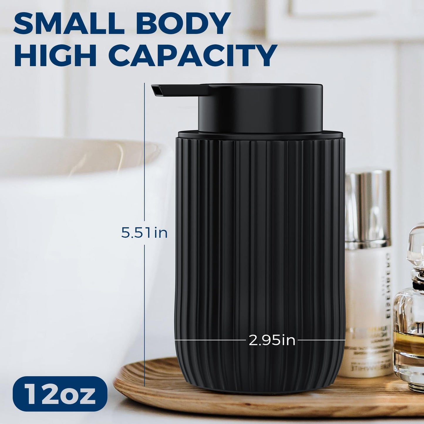 POSOSTO Ceramic Foam Soap Dispenser - 12 oz Bathroom Lotion Hand Pump Dispenser Foaming Hand Soap Dispenser Dish Liquid Dispenser for Kitchen Hand