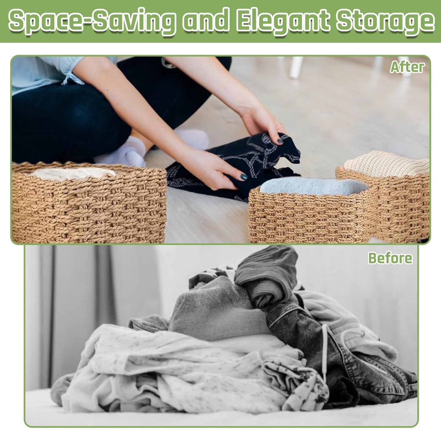4 PCS Small Wicker Baskets, Multifunctional Woven Storage Baskets