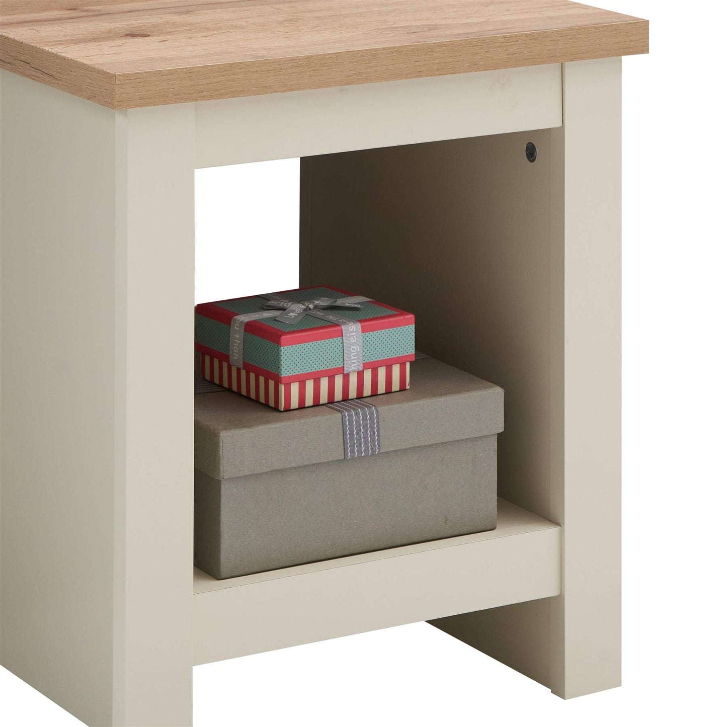 Timber Art Design UK Lisbon Bedside Lamp Table Cabinet Storage Unit Nightstand Table Modern Furniture for Living Room, Bedroom, Hallway, Cream