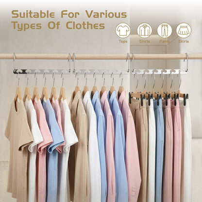 HOUSE DAY 8Pcs Magical Hangers Closet Space Saving Wardrobe Clothing Magic Hangers Oragnizer Heavy Chrome Hanger, Updated Hook Design 26cm Long